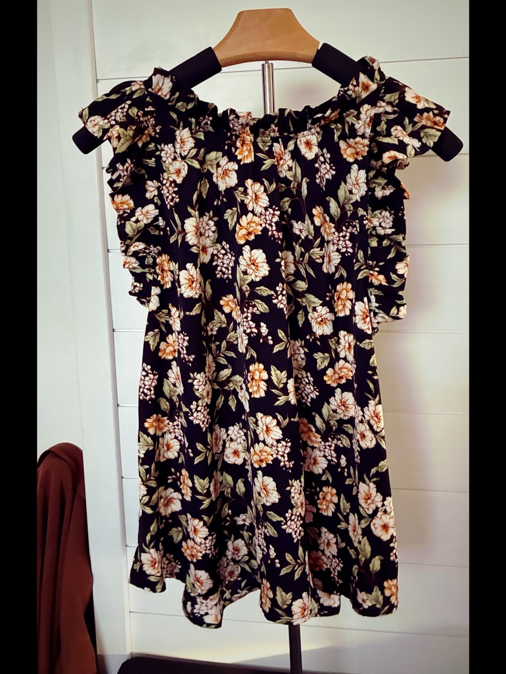 Blu Pepper Black Floral Off-Shoulder Casual Dressy Top